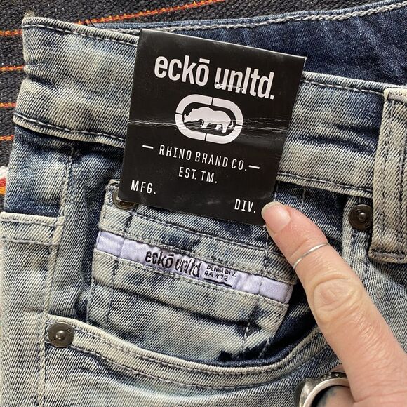 NWT Ecko Unltd Light Wash Denim Jeans. Streetwear. Casual. Size 34. Unisex. - Picture 6 of 12